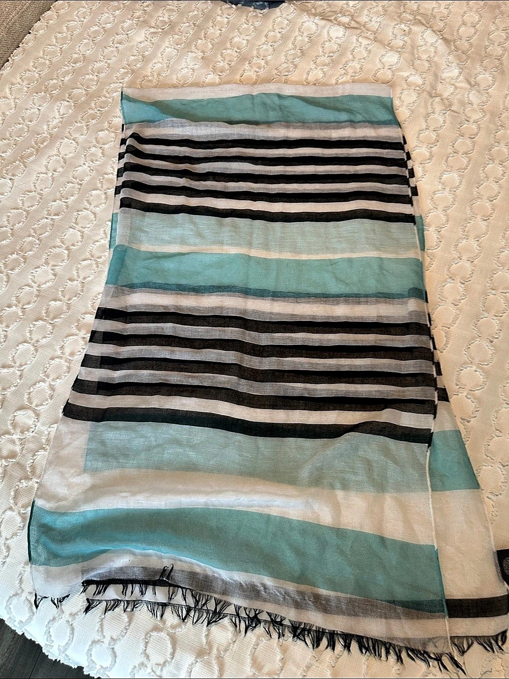 Vince Camuto Striped Scarf in Blue & Black Like New